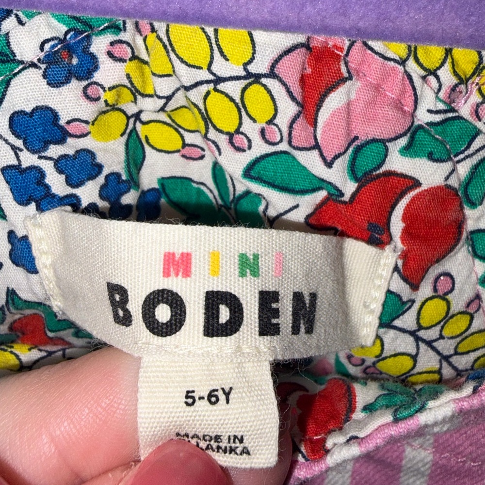 Mini Boden Pink & White Striped Girls' Overall Dress - Picture 3 of 3